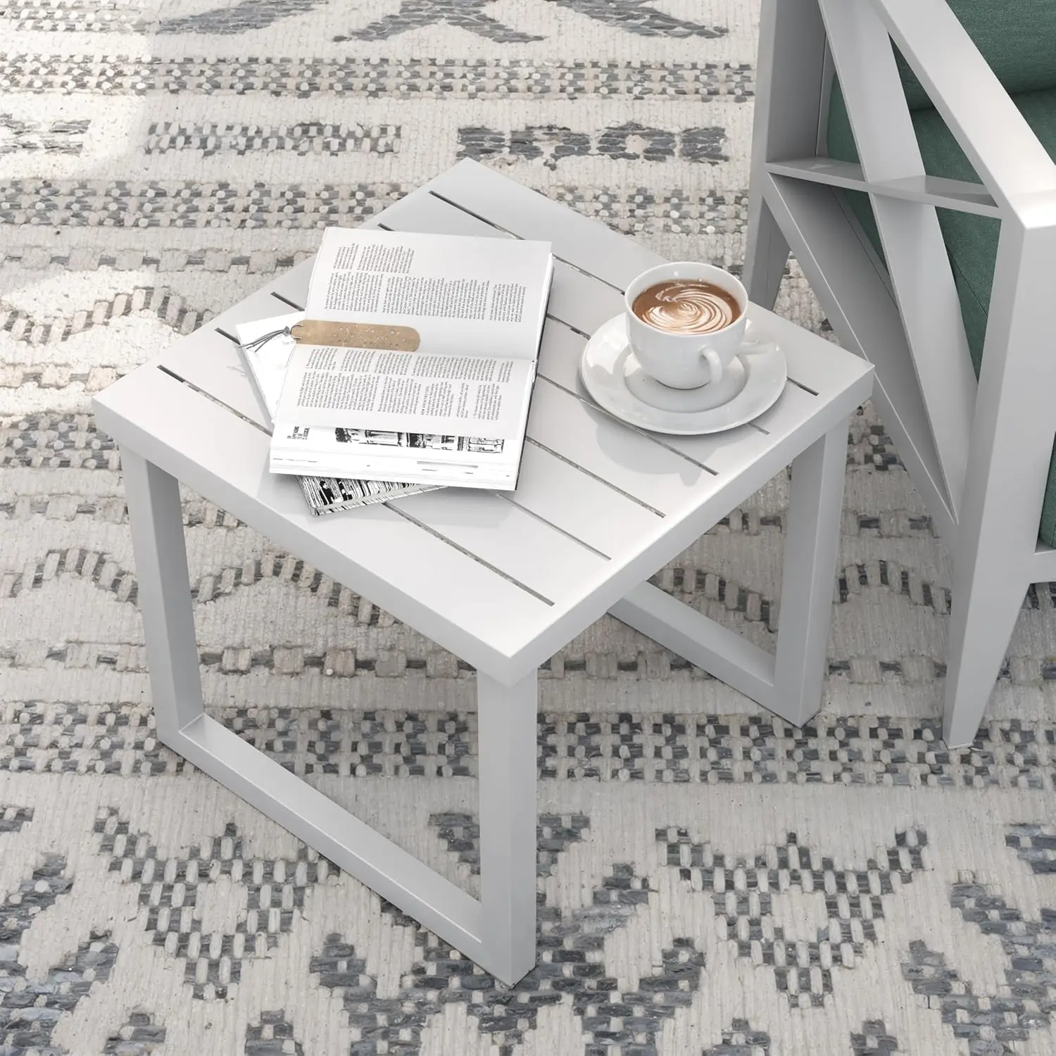 Aluminum Outdoor Furniture Set,4-Seats Patio Sectional Conversation Sofa with 6" All-Weather Cushions and Coffee Table - Image 6