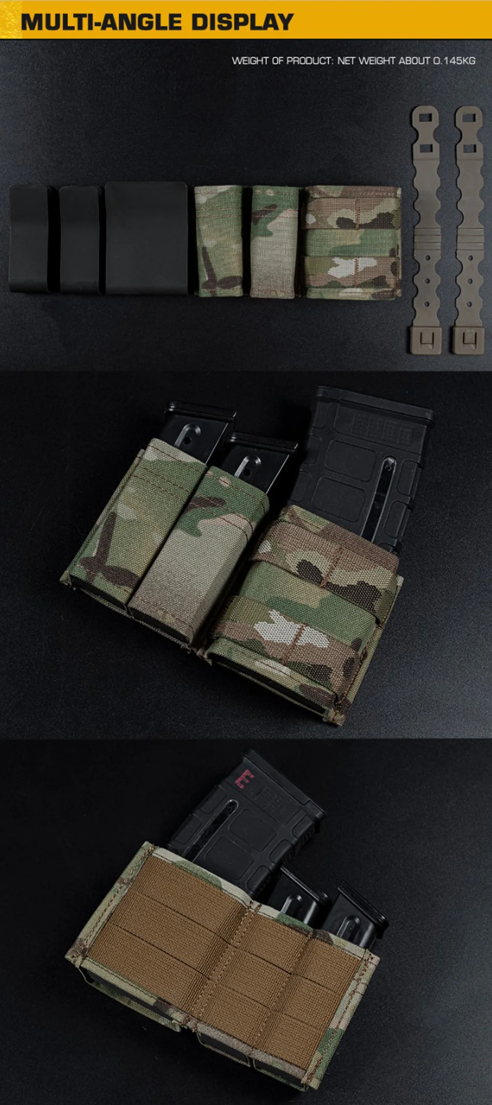 OPHIDIAN Double Dump Pouch, Flashlight Holster for 9mm 5.56 Mm, Magazine Pouch Molle Tool Bag, Safety IFAK Mag Pocket - Image 13