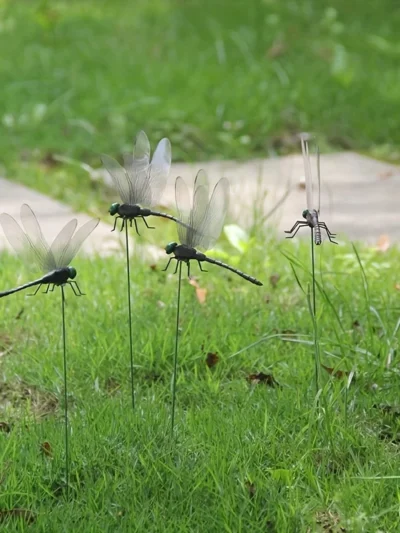 Garden Statue Sculpture Dragonfly Insert Plate4-12pcsOutdoor Garden Lawn Decoration
