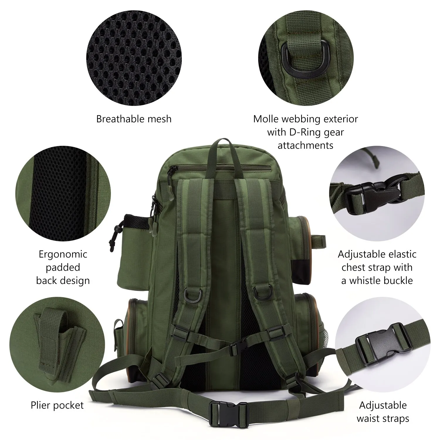Bassdash Fishing Bag Tackle Backpack Lightweight Tactical Tackle Box Multifunctional - Image 5