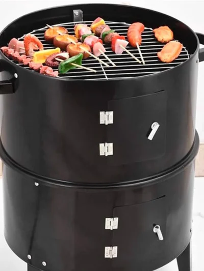 Vertical Charcoal Smoker Vertical Charcoal Smoker 3 in 1 3 Layer Grill Barbecue Smoker BBQ Grill with Thermometer for Cooking