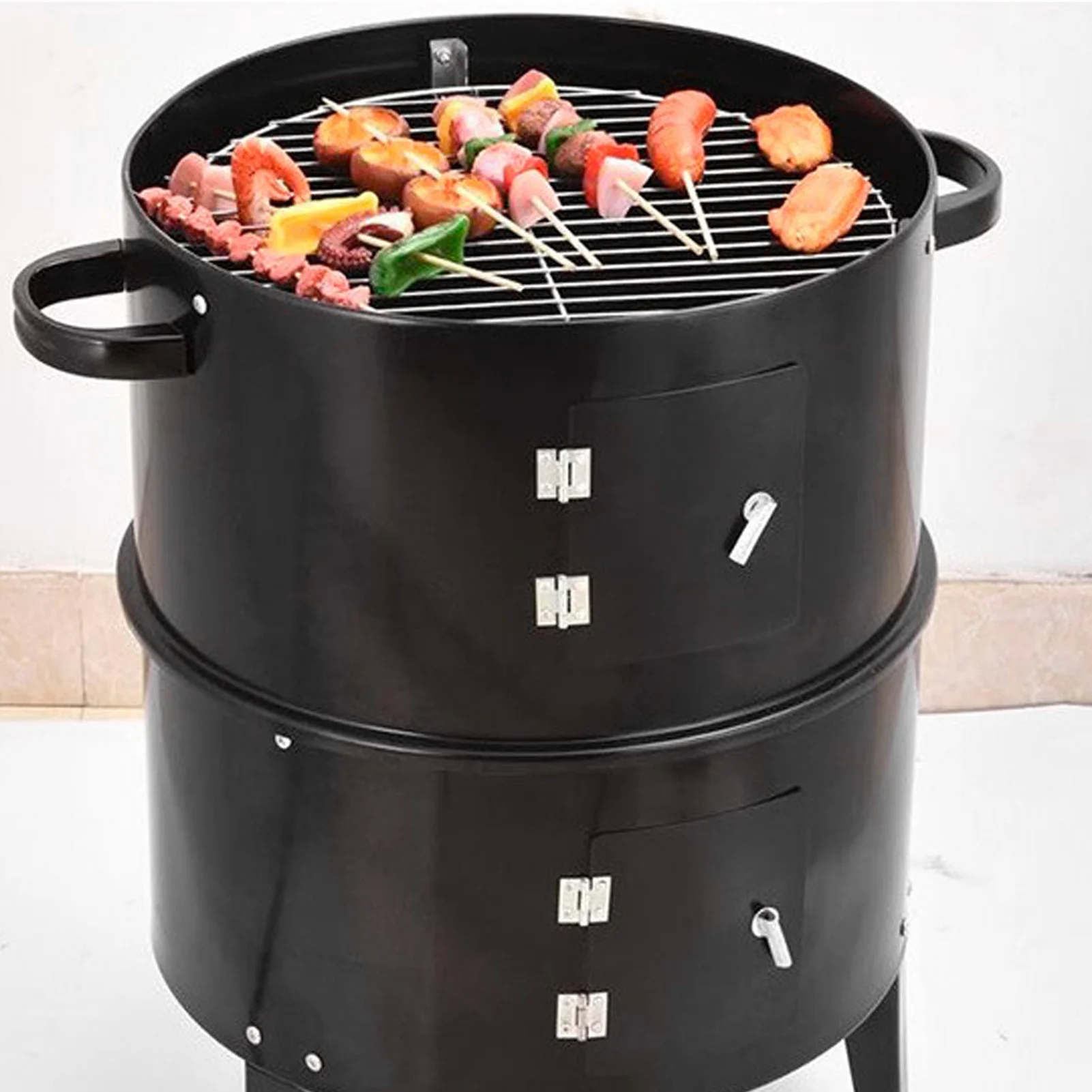 Vertical Charcoal Smoker Vertical Charcoal Smoker 3 in 1 3 Layer Grill Barbecue Smoker BBQ Grill with Thermometer for Cooking