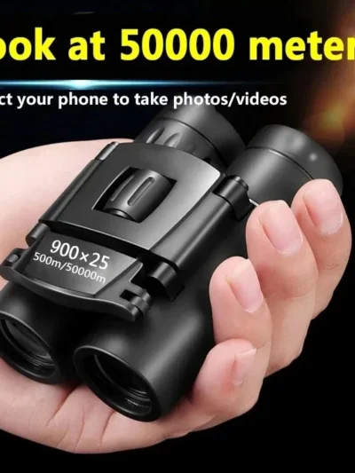900x25 HD Zoom Portable Powerful Binoculars Long Range BAK4 Telescope Jumelles Folding Low Light Binoculars