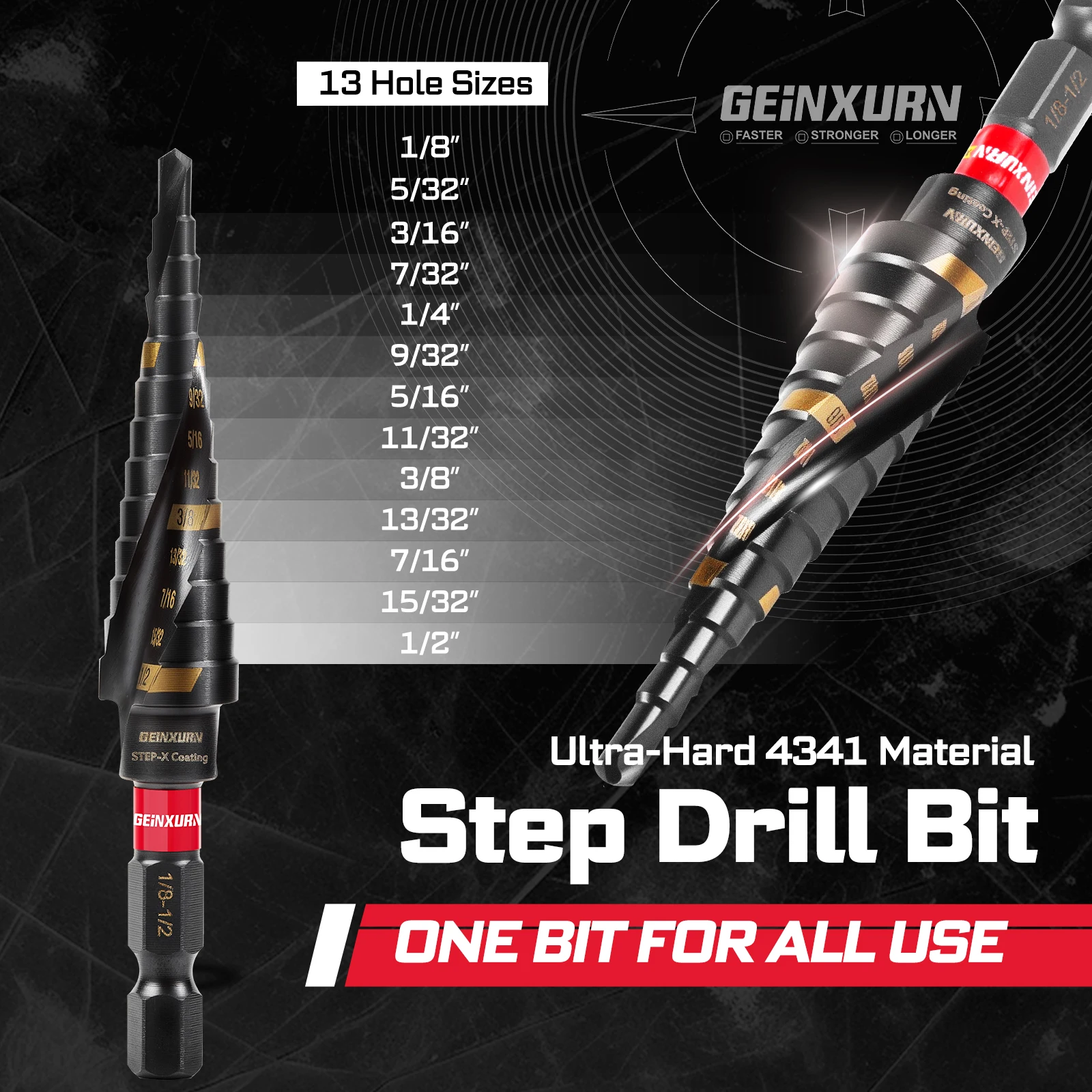 Geinxurn 58Pcs Tools Set Packaged with Impact Screwdriver Bits,Mini Wrech,Step Drill,Socket Adapter and Bit Holder for DIY - Image 4