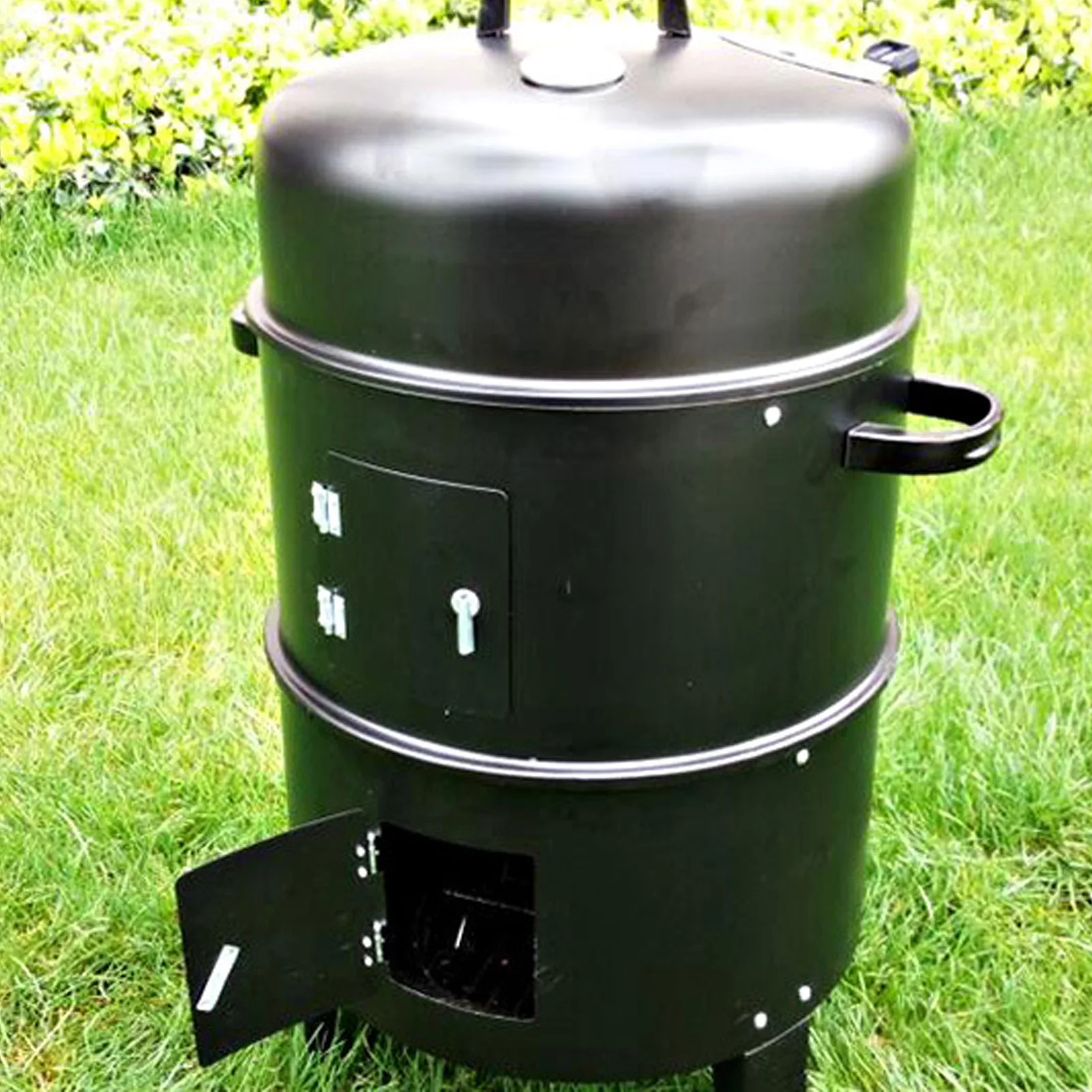 Vertical Charcoal Smoker Vertical Charcoal Smoker 3 in 1 3 Layer Grill Barbecue Smoker BBQ Grill with Thermometer for Cooking - Image 3