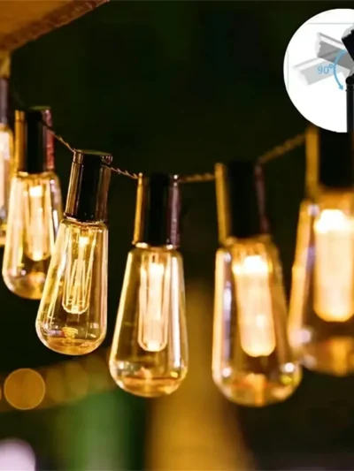 5M 20 LED Solar Retro Papaya Light Bulb 8 Modes Waterproof Fairy Light String For Courtyards Balconies