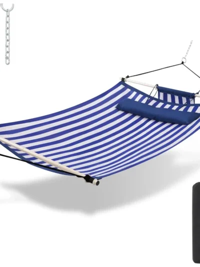 TegerDeger Anti-flip 12FT Hammock Large Hammock 450LB Capacity with Iron Spreader Bar & Nylon Rope for Outside, Patio, Garden, B