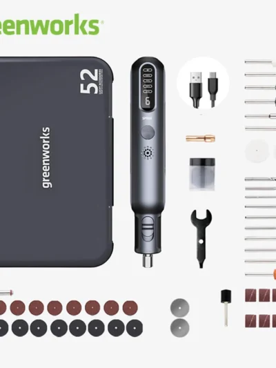 Greenworks 8V Mini Grinder 52pcs 80W Electric Grinding Engraving Cordless Variable Speed Lithium Battery Power Tools USB Charger