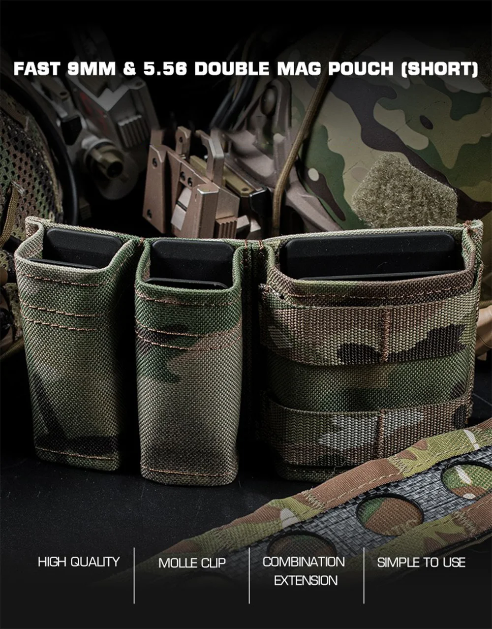 OPHIDIAN Double Dump Pouch, Flashlight Holster for 9mm 5.56 Mm, Magazine Pouch Molle Tool Bag, Safety IFAK Mag Pocket - Image 11