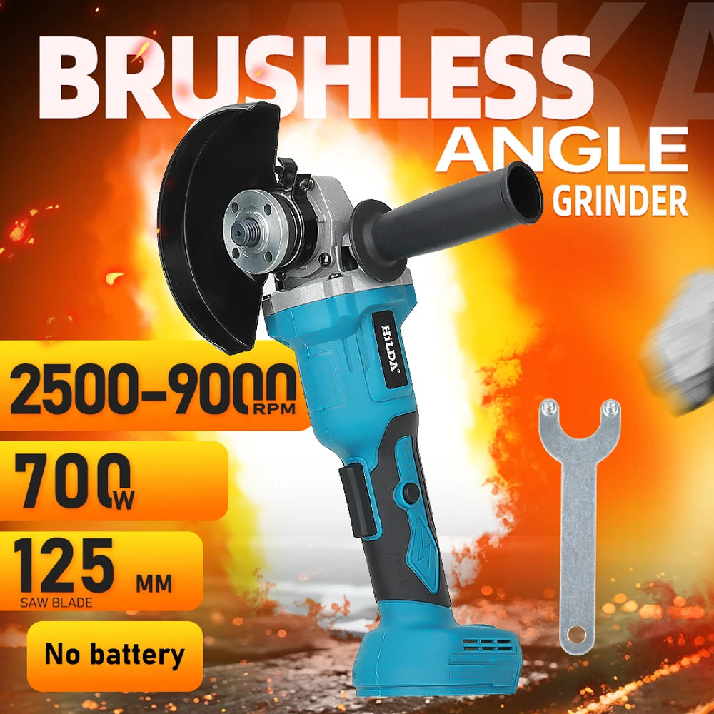 HILDA 21V Handheld Brushless Angle Grinder Cutting Rechargeable Electric Power Tool Polishing Machine Grinder for Makita Battery - Image 12