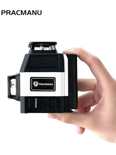 Pracmanu Mini Laser Level 12 Lines 3D level Self-Leveling 360° Horizontal and Vertical Cross Green Laser Beam Lines