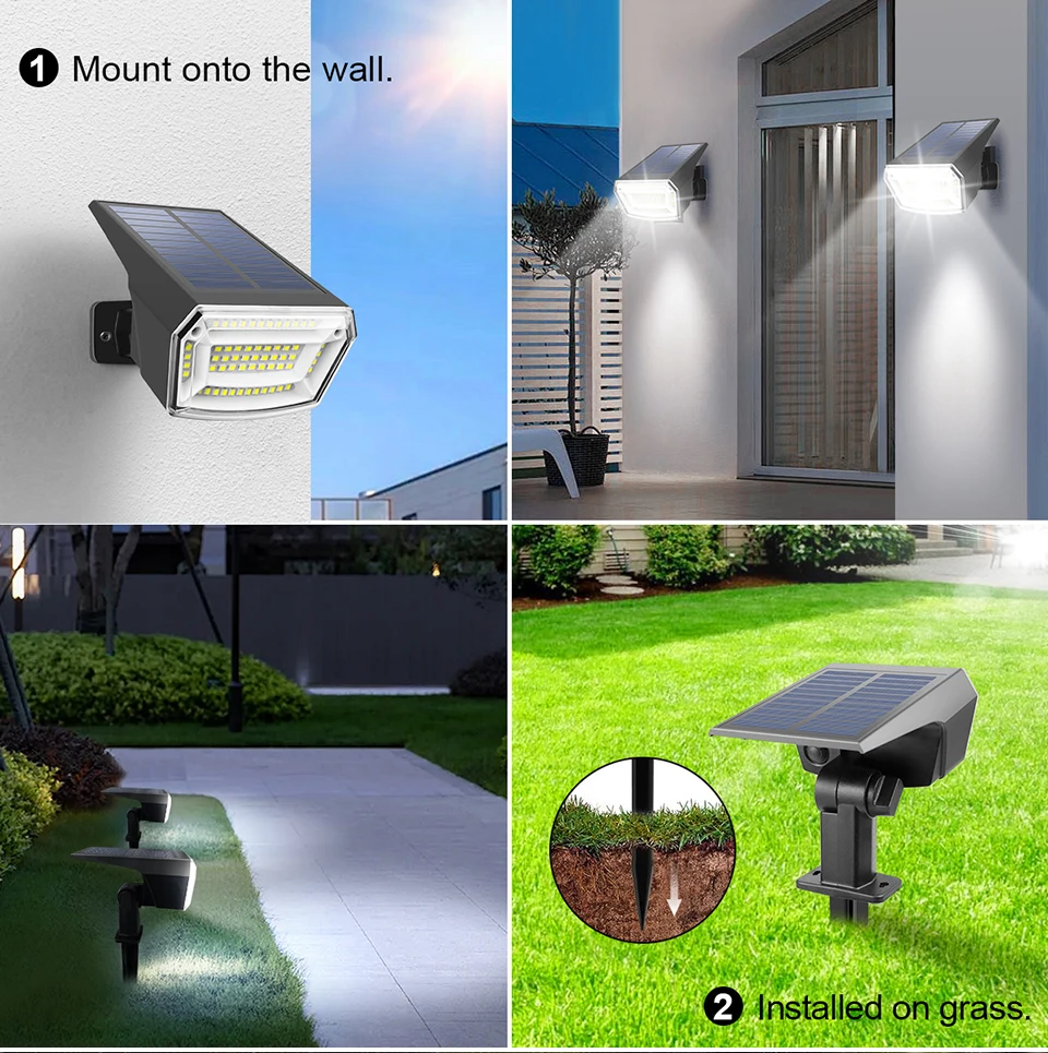 Built-in Large Capacity Battery 1200mAh LED Solar Floodlight Waterproof Spotlight Lamp Long Working Time For Garden Lawn Pathway - Image 13