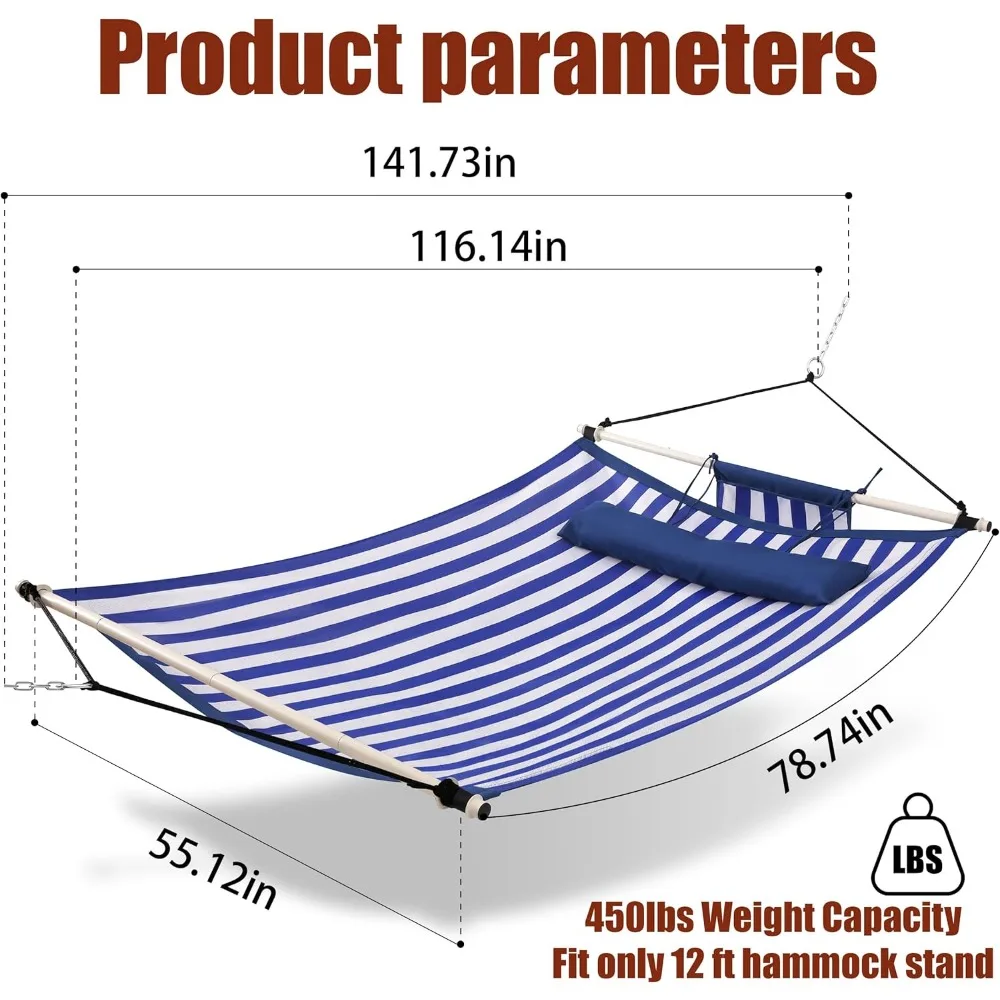 TegerDeger Anti-flip 12FT Hammock Large Hammock 450LB Capacity with Iron Spreader Bar & Nylon Rope for Outside, Patio, Garden, B - Image 6