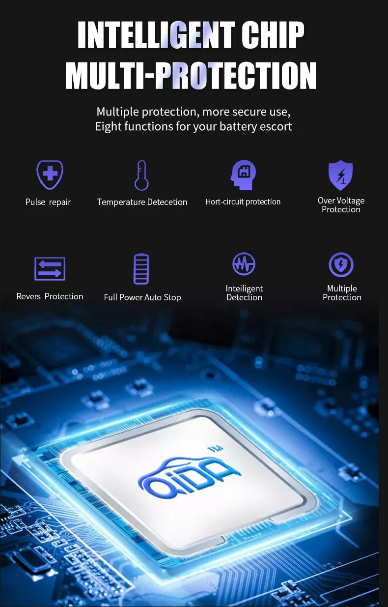 EAFC 12V 12A Car Battery Charger 240W Fully Automatic Pulse Repair Charging Suitable for Car Motorcycle AGM GEL WET Lead Acid - Image 17