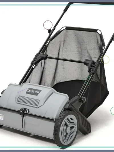 21-Inch Push Lawn Sweeper with Large 3.5 cu. ft. Bag, Durable Wheels & Dual Brushes for Grass and Leaf Cleanup