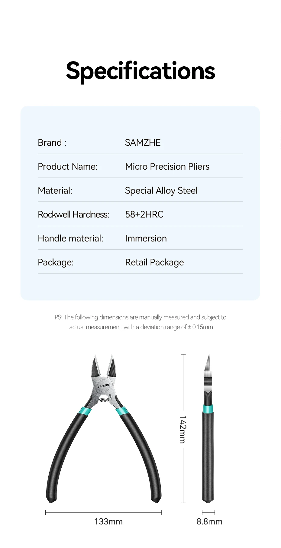 SAMZHE Pliers Multi Functional Tools Electrical Wire Cable Cutters Cutting Side Snips Flush Stainless Steel Nipper - Image 15