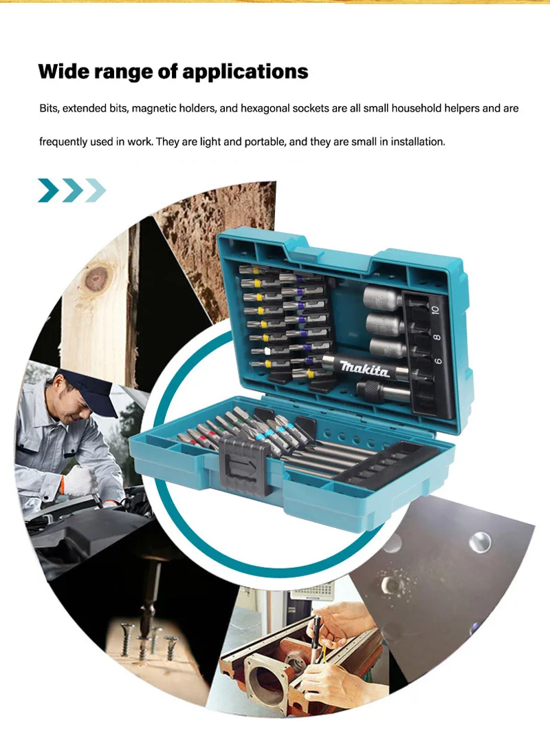 Makita B-55697 Electric Screwdriver Bits Set 43Pcs Colour Coded Cross Flower Type Hexagon Socket Bit Power Tool Attachments - Image 12