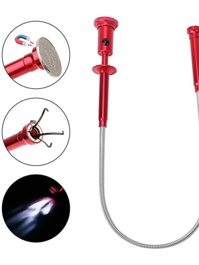 DIYWORK Magnet + 4 Claw + LED Light Magnetic Long Spring Grip Sewer Cleaning Pickup Tools Flexible Pick Up Tool