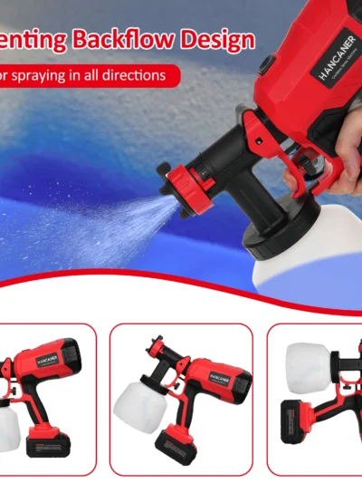 Cordless Paint Sprayer 1200ml Paint Sprayer with 4000mAh Batteries 20V Paint Sprayer with 3 Nozzles 3 Spray Patterns Use for Wa