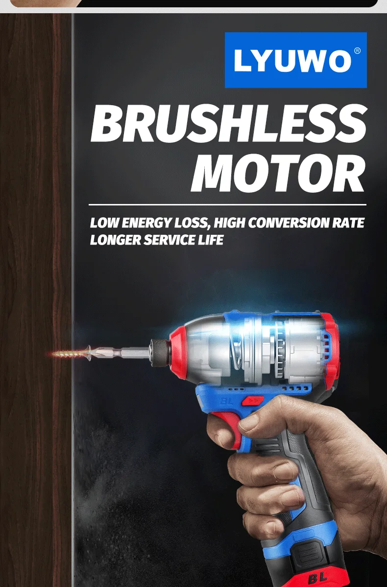 LYUWO Brushless 16V Electric Screwdriver With a Large Torque Of 160N. M, Impact Type Cordless Drill, Household Multi-functiona - Image 15