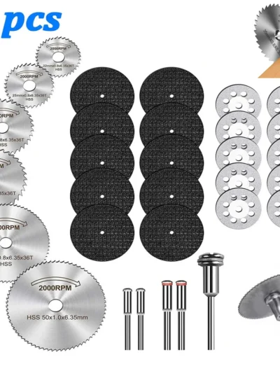 31pc Cutting Discs HSS Circular Saw Mini Drill Rotary Tool Multi-Size Blades for Cutting Metal, Wood, Stone, PVC