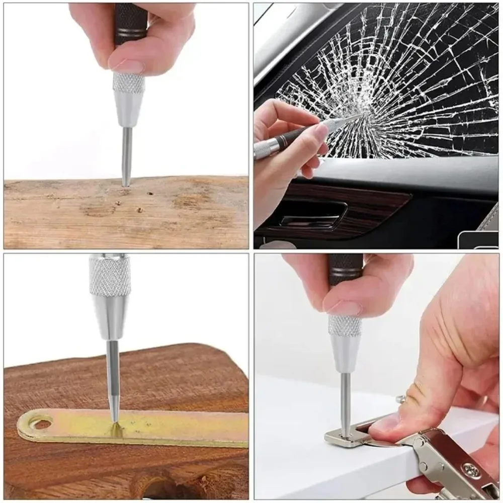 2pc Spring Type Glass Striker Automatic Center Punch Locator Window Breaker Centering Punch Tool - Image 4