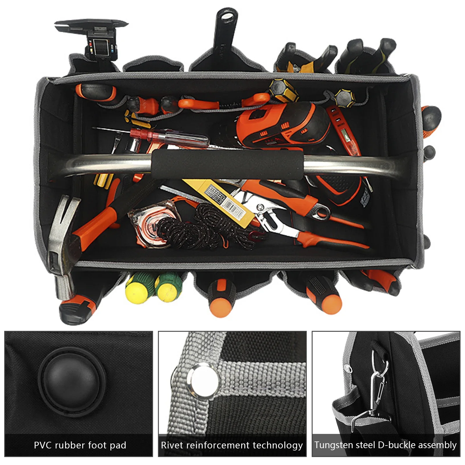 Carpenter Tool kit Large Capacity Tool Bag Hardware Organizer Crossbody Belt Men Travel Bag Handbag Backpack Spanner Electrician - Image 3