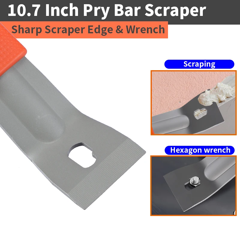 Pry Bar Stainless Steel Nut Crowbar with M4-M6 Hexagon Socket and Wrench Angle Head Nail Puller for prying lifting pulling - Image 4