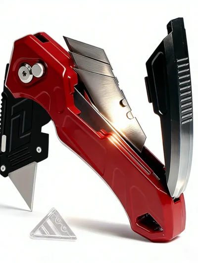 Folding Utility Knife Box Cutter 3-Position Blades Blade Storage Design With Extra 3 Blades Box Knife