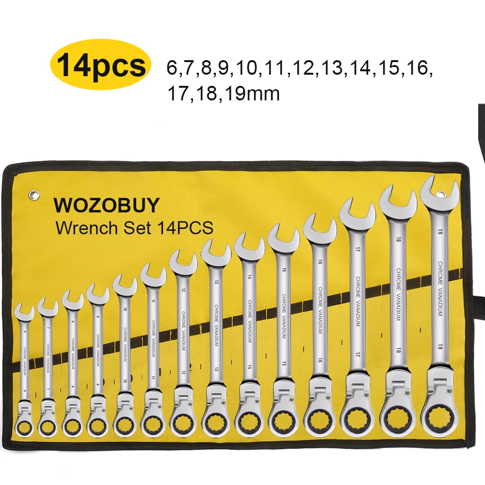 Ratcheting Combination Wrench Set, 6-23mm Metric Flex Head Ratcheting Wrench, Chrome Vanadium - Image 13