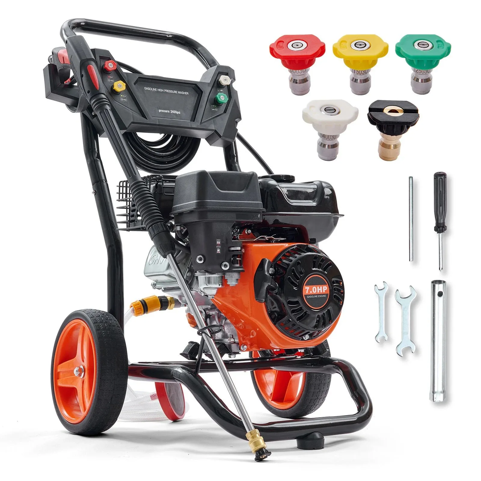 VEVOR Gas Pressure Washer, Gas Powered Pressure Washer with Aluminum Pump, 3400 PSI 2.6 GPM,Spray Gun and Extension Wand