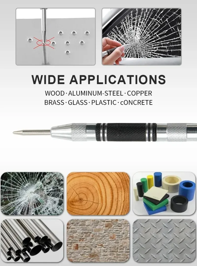 2pc Spring Type Glass Striker Automatic Center Punch Locator Window Breaker Centering Punch Tool - Image 11