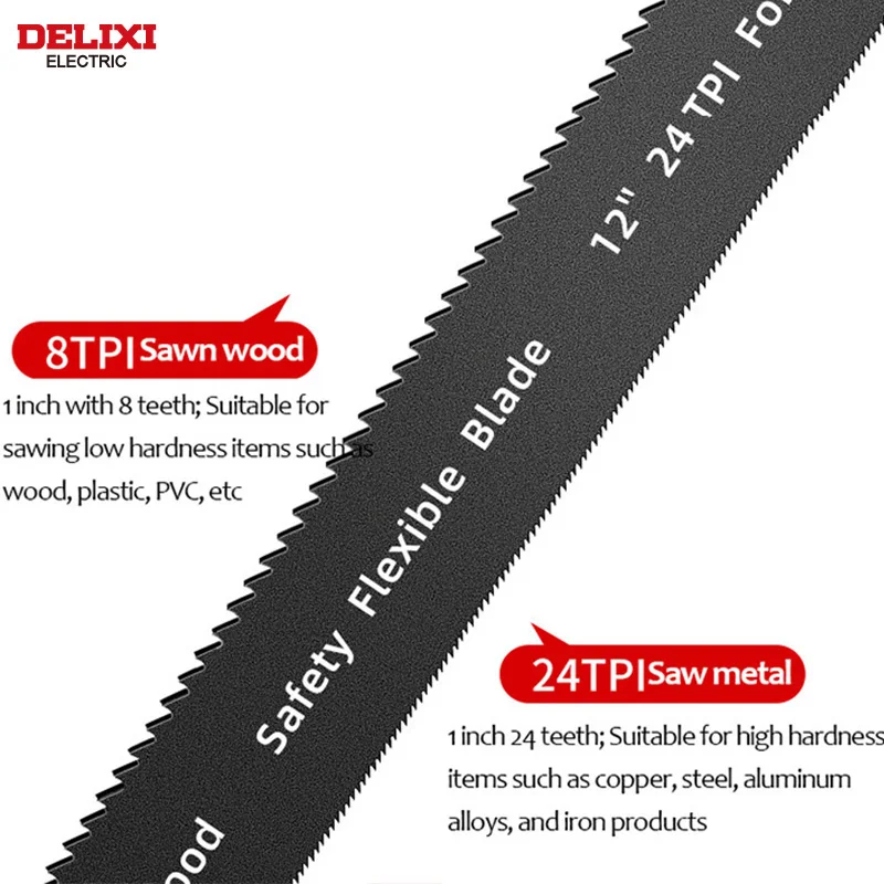 DELIXI ELECTRIC Hacksaw All-steel Heavy-duty Household Small Hand-held Saw,Adjustable Spacing,for Metal,Pipe,PVC,Wood Cutting - Image 3