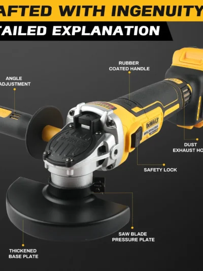 DEWALT DCG405 20V Brushless Angle Grinder 125mm 9000rpm 680W for Metal/Wood Cutting Grinding in Construction & Workshop