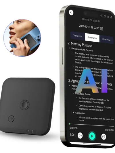AI Powered Voice Recorder and Call Recorder with Speech-to-Text, Summarization, Translation, Supports 100 Languages, 64GB