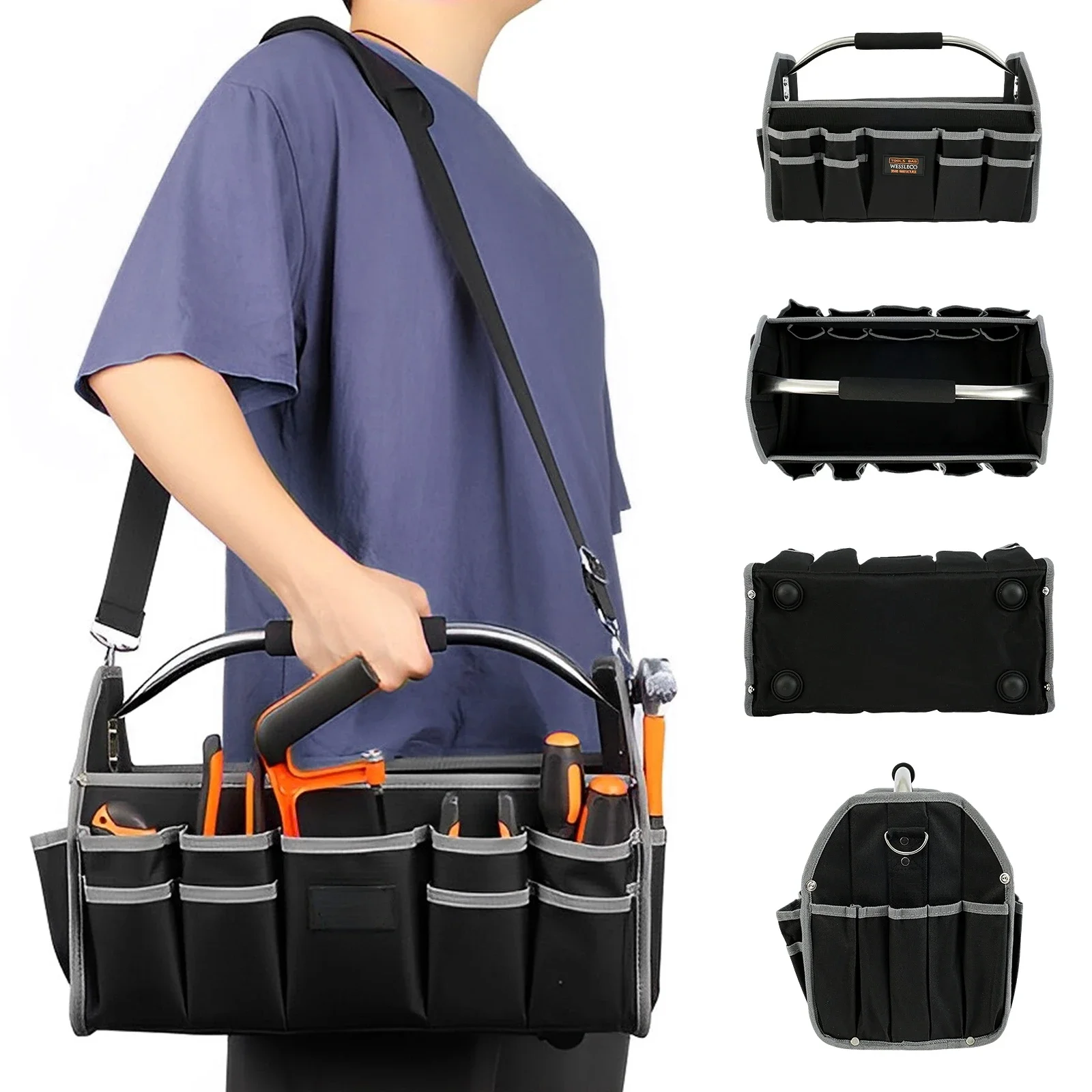 Carpenter Tool kit Large Capacity Tool Bag Hardware Organizer Crossbody Belt Men Travel Bag Handbag Backpack Spanner Electrician - Image 2