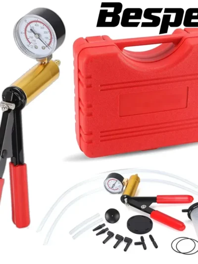 2 in 1 Manual Vacuum Pressure Pump Brake Fluid Drain Kit Vacuum Pistol Pump Tester Kit Portable Durable Aluminum Vacuum Gauge