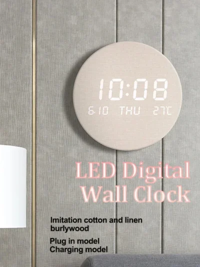LED Digital Wall Clock Temperature Date Time Multi-function Display Living Room Home Bedroom Silent Clock Fashion Wall Clock