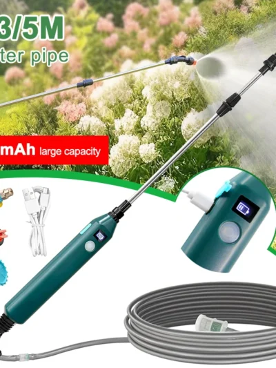 2400mAh Portable Electric Sprayer Wand Irrigation Tool 3 Mist Nozzles Plant High-Pressure Sprinkler Watering Garden Irrigation