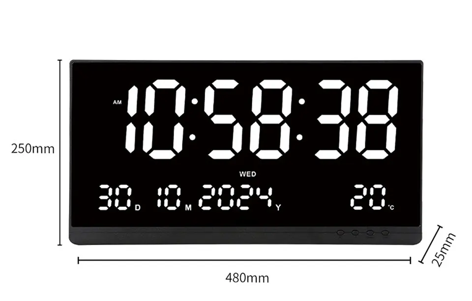 21 Inch Large Digital Wall Clock USB Powered Time Calendar 12/24H Time/Day/Month/Year/Temp Display Electronic LED Alarm Clock - Image 18