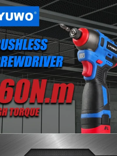 LYUWO Brushless 16V Electric Screwdriver With a Large Torque Of 160N. M, Impact Type Cordless Drill, Household Multi-functiona