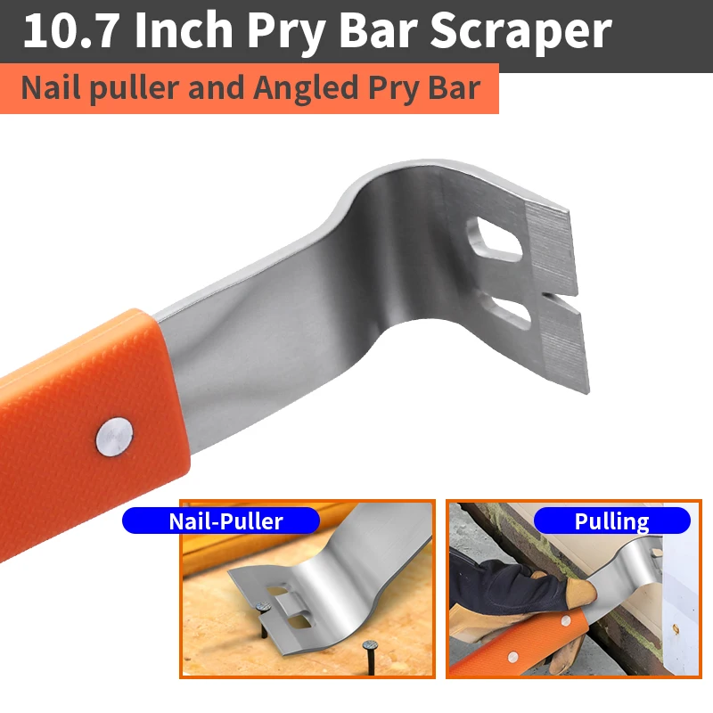 Pry Bar Stainless Steel Nut Crowbar with M4-M6 Hexagon Socket and Wrench Angle Head Nail Puller for prying lifting pulling - Image 3