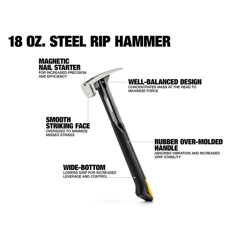 TOUGHBUILT Steel Rip Hammer TB-H1-1R-S16 TB-H1-1R-S18 16 OZ. 18 OZ. Smooth Face Hand Tools - Image 3