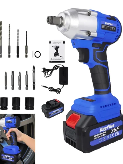 Cordless Impact Wrench,1/2 Brushless Impact Gun,3-IN-1 Power Electric Wrench/Max Torque (420N.m),21V, 2x 6.0Ah Battery&Charger
