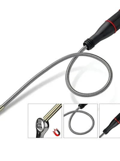 Flexible Magnetic Pickup Tool Bendable Snake Pickup Bendable Suction Bar for Locate Falling Objects Reach Sink Drains Pick Up