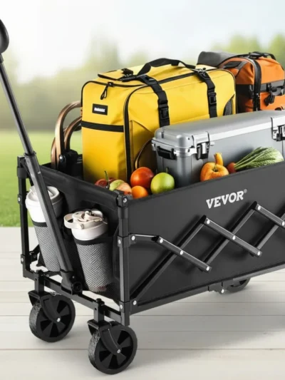 Collapsible Folding Wagon Cart with 225lbs Capacity, Lightweight Portable Utility Cart for Shopping Camping Sports Garden