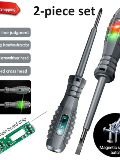 2pcs Word/Cross electrician screwdriver 12-220V Voltage Tester Pen AC/DC Induction Insulated Electricians Screwdriver Hand Tools