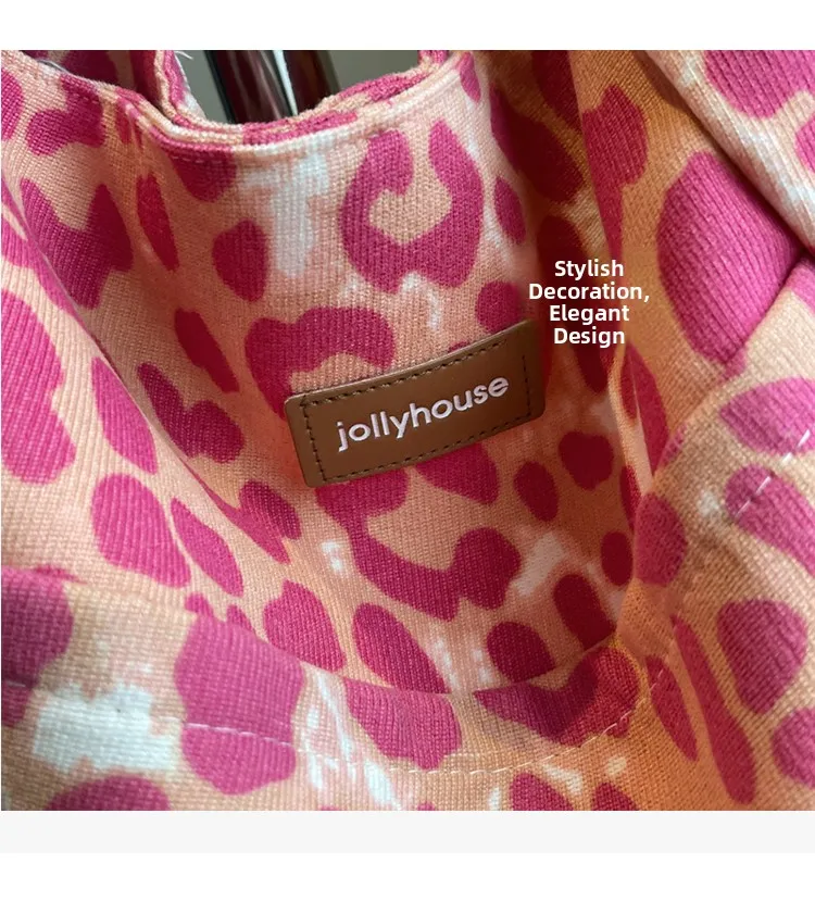 Korean Sle Large Capaci Canvas Tote Bag Women's New Faion oulder Bag Commuter Armpit Bag Leopard Print Versatile Bag - Image 14