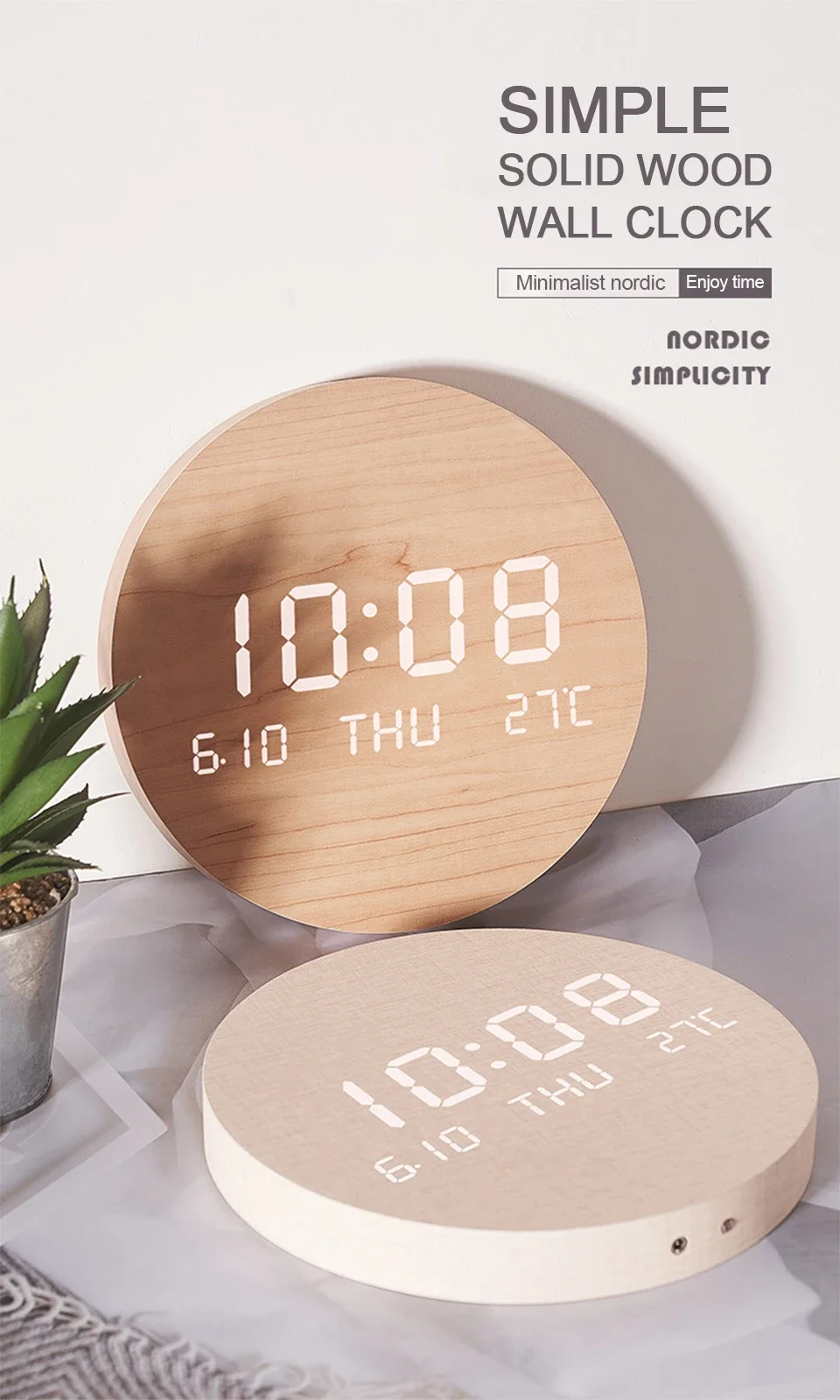 LED Digital Wall Clock Temperature Date Time Multi-function Display Living Room Home Bedroom Silent Clock Fashion Wall Clock - Image 11
