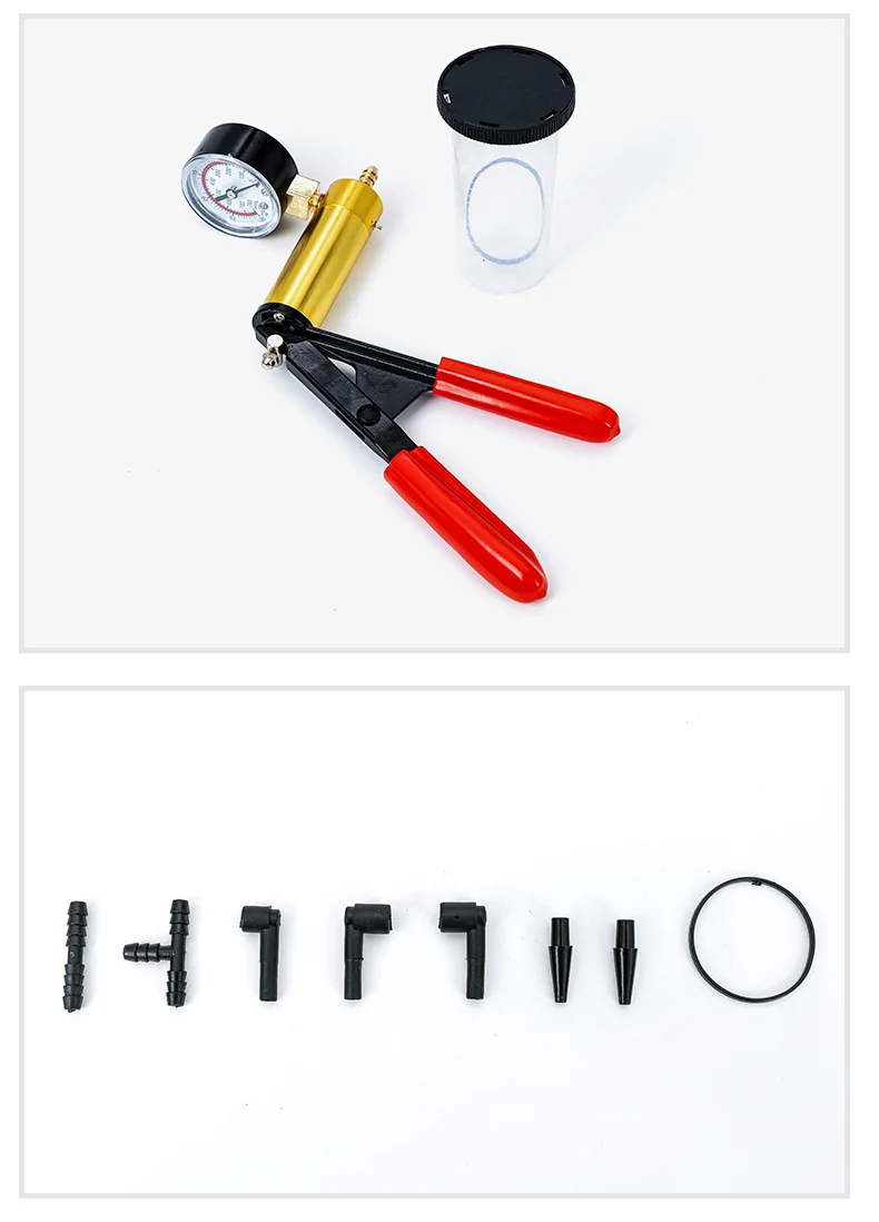 2 in 1 Manual Vacuum Pressure Pump Brake Fluid Drain Kit Vacuum Pistol Pump Tester Kit Portable Durable Aluminum Vacuum Gauge - Image 13